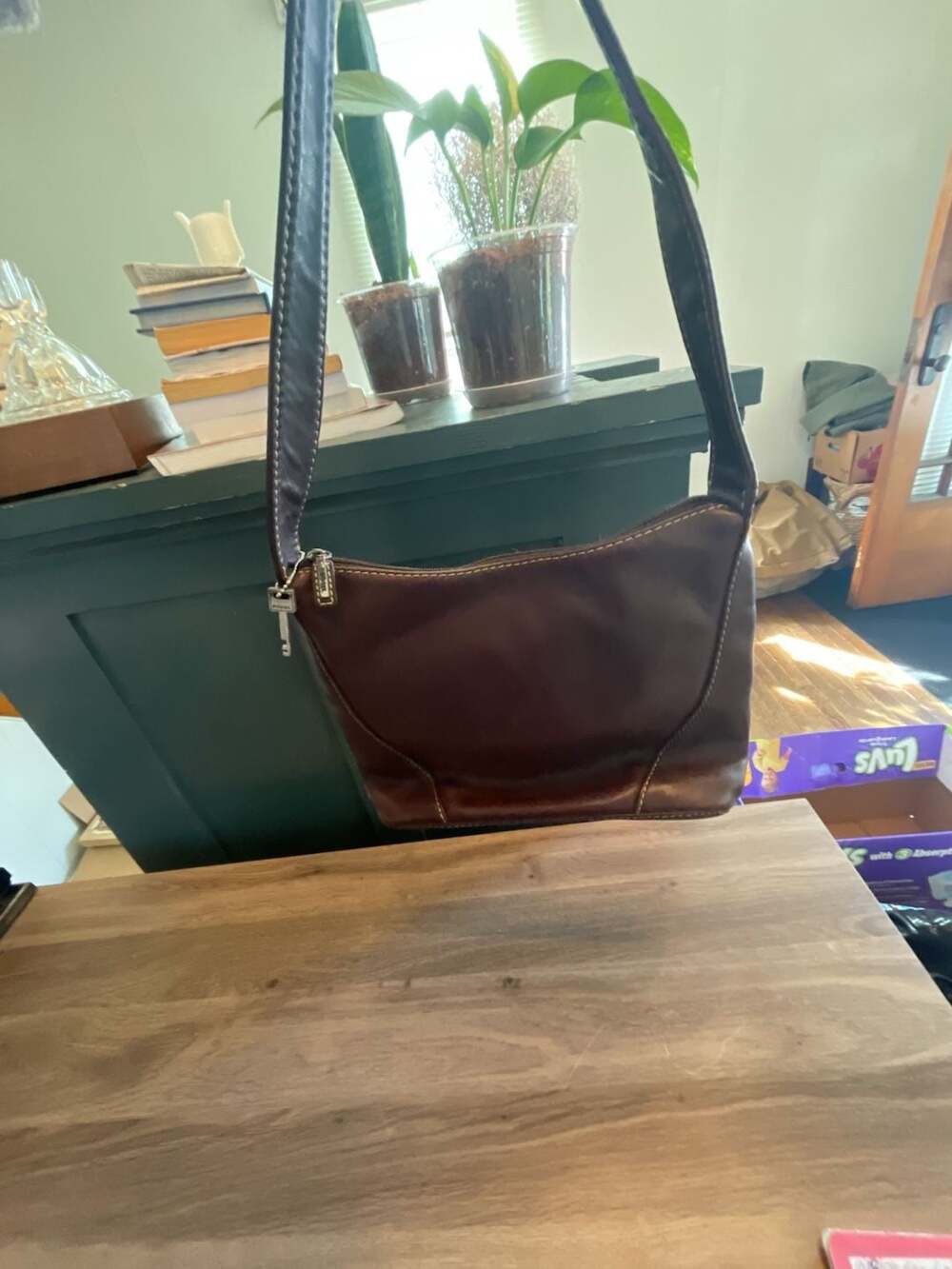 Fossil Brown Leather Hobo Bag 75082